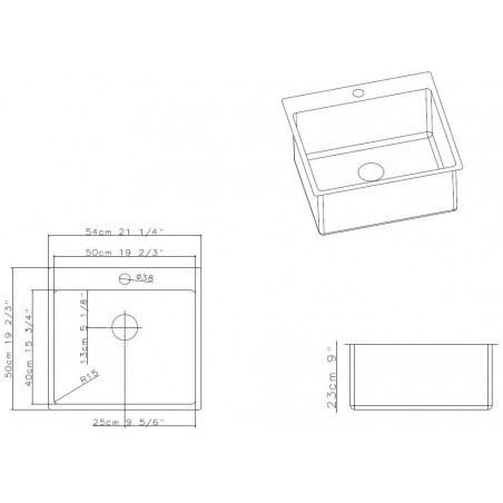 Kuchyňský dřez Sinks Blocker 550 V 1 mm, kartáčovaný