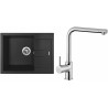 Set Sinks (dřez Amanda 650 Metalblack 74 + baterie Elka Chrom)