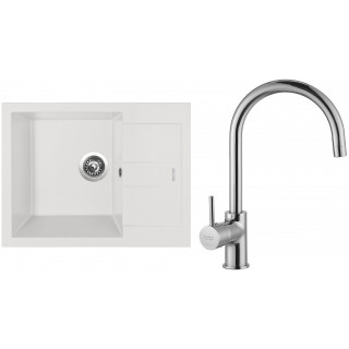 Set Sinks G11428 (dřez Amanda 650 Milk 28 + baterie Vitalia Chrom - lesklý)