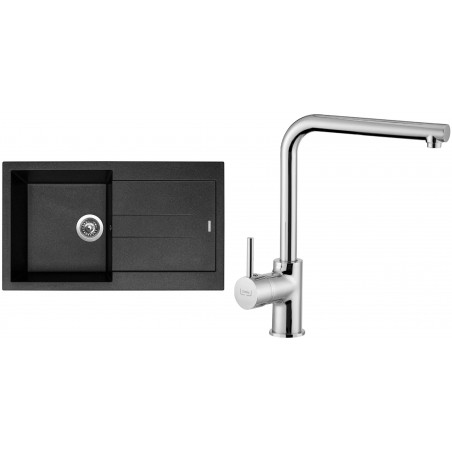 Set Sinks (dřez Amanda 860 Metalblack 74 + baterie Elka Chrom)