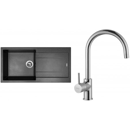 Set Sinks (dřez Amanda 990 Metalblack 74 + baterie Vitalia Chrom)