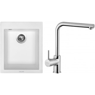 Set Sinks (dřez Cube 410 Milk 28 + baterie Elka Chrom - lesklý)