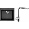 Set Sinks (dřez Cube 560 Metalblack 74 + baterie Elka Chrom)