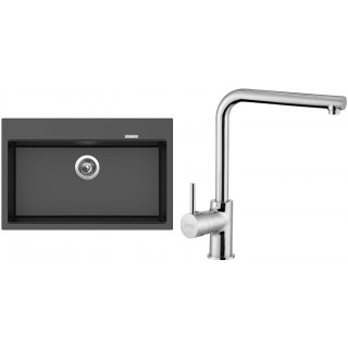 Set Sinks (dřez Maximo 780 Metalblack 74 + baterie Elka Chrom - lesklý)