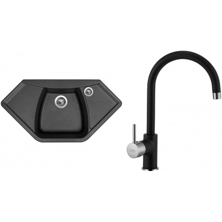 Set Sinks (dřez Naiky 980 Metalblack 74 + baterie Vitalia Metalblack 74)