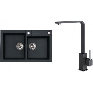 Set Alveus (dřez Rock 90 Black 91 + baterie Afra Black 91)