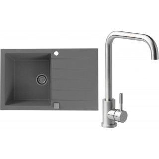 Set Alveus (dřez Cadit 20 Beton 81 + baterie Angle Kartáčovaná ocel)