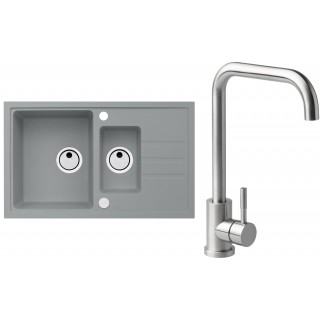 Set Alveus (dřez Intermezzo 70 Beton 81 + baterie Angle Kartáčovaná ocel)