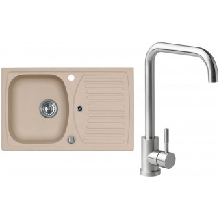 Set Alveus (dřez Record 30 Beige 55 + baterie Angle Kartáčovaná ocel)
