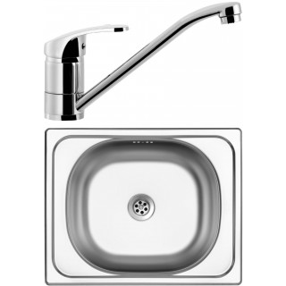 Set Sinks (dřez Classic 500 M 0,5 mm, matný + baterie Pronto Chrom - lesklý)