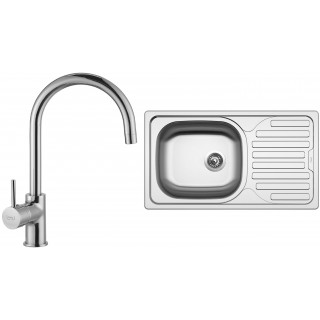 Set Sinks N43 (dřez Classic 760 V 0,5 mm, matný + baterie Vitalia Chrom - lesklý)