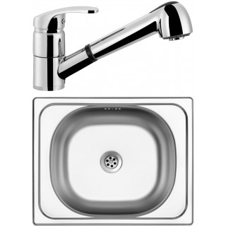 Set Sinks (dřez Classic 500 M 0,5 mm, matný + baterie Legenda S Chrom - lesklý)