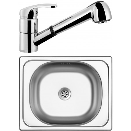 Set Sinks (dřez Classic 500 M 0,5 mm, matný + baterie Legenda S Chrom)