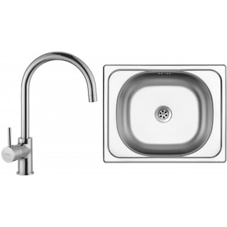 Set Sinks (dřez Classic 500 M 0,5 mm, matný + baterie Vitalia Chrom - lesklý)