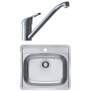 Set Alveus (dřez More 10 Natur, horní montáž + baterie Riviera X Chrom)