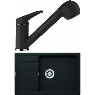 Set Schock S19-2 (dřez Manhattan D-100LS Onyx + baterie Cosmo.120 Onyx)