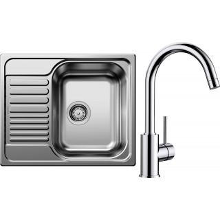 Set Blanco 03-C 25 (dřez Tipo 45 S Mini Přírodní lesk + baterie Mida Chrom)