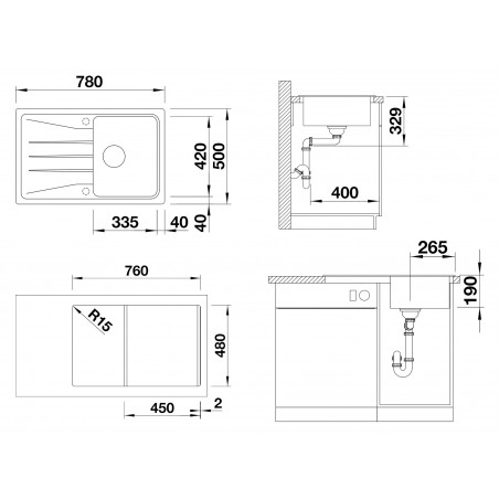 Kuchyňský dřez Blanco Sona 45 S Černá