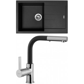 Set Sinks (dřez Amanda 780 Pureblack 26 + baterie Enigma S Pureblack 26)