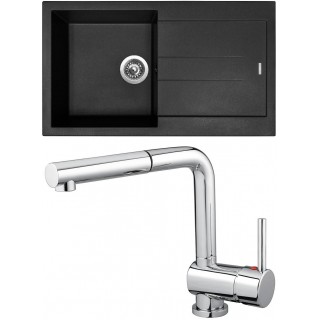 Set Sinks (dřez Amanda 860 NANO Nanoblack N6 + baterie Mix 3 P Chrom - lesklý)