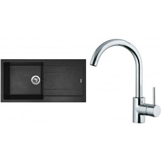 Set Sinks G197N6 (dřez Amanda 990 NANO Nanoblack N6 + baterie Mix 35 Chrom - lesklý)