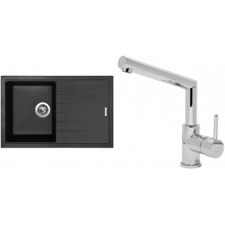 Set Sinks (dřez Best 780 Pureblack 26 + baterie Mix 350 P Chrom - lesklý)