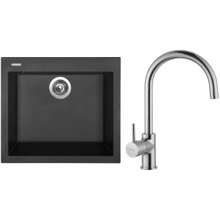 Set Sinks G9426 (dřez Cube 560 Pureblack 26 + baterie Vitalia Chrom - lesklý)