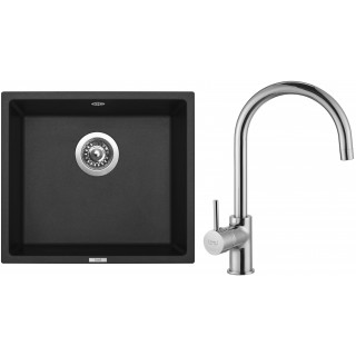 Set Sinks G7826 (dřez Frame 457 Pureblack 26 + baterie Vitalia Chrom - lesklý)