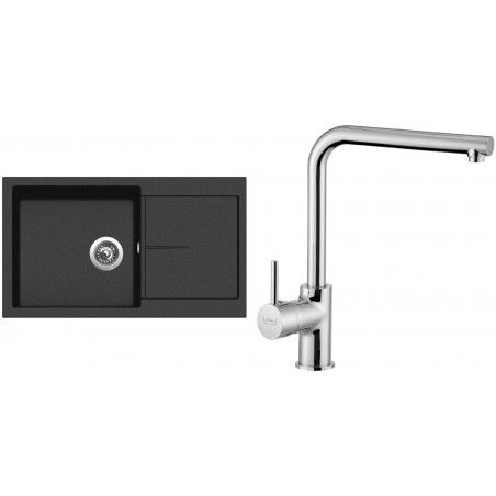 Set Sinks (dřez Infinity 860 Metalblack 74 + baterie Elka Chrom - lesklý)