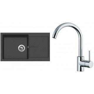 Set Sinks G193N6 (dřez Infinity 860 NANO Nanoblack N6 + baterie Mix 35 Chrom - lesklý)