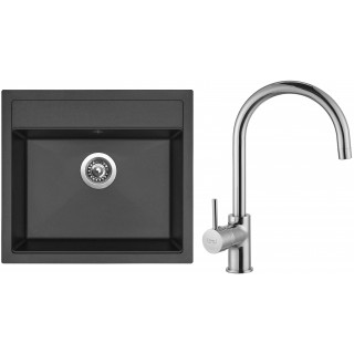 Set Sinks G9026 (dřez Solo 560 Pureblack 26 + baterie Vitalia Chrom - lesklý)