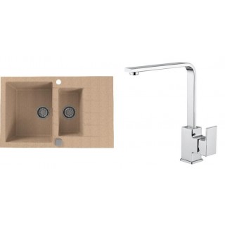 Set Alveus (dřez Cadit 70 Beige 55 + baterie Reno Chrom)