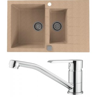 Set Alveus (dřez Cadit 70 Beige 55 + baterie Ruta Chrom)