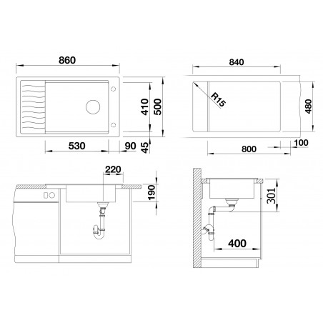 Kuchyňský dřez Blanco Elon XL 8 S, s odkapávací mřížkou, Antracit