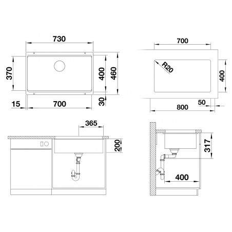 Kuchyňský dřez Blanco Etagon 700-U Černá