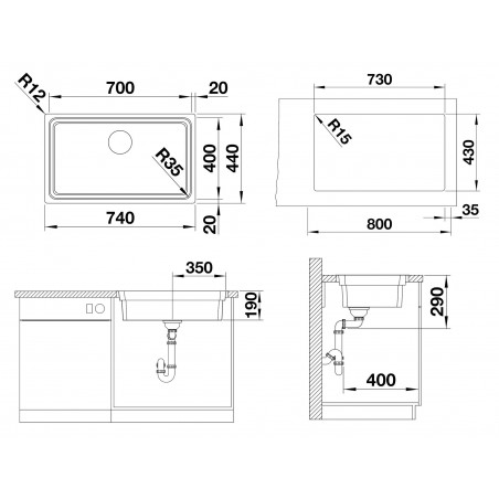 Kuchyňský dřez Blanco Etagon 700-IF, bez táhla