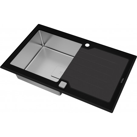 Kuchyňský dřez Teka Diamond RS15 1B 1D 86 Černé sklo/nerez