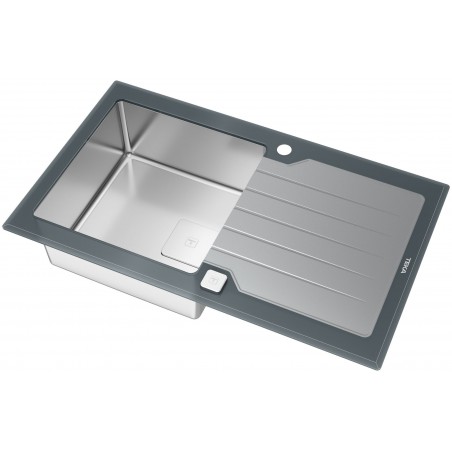 Kuchyňský dřez Teka Diamond RS15 1B 1D 86 Šedé sklo/nerez