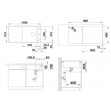 Kuchyňský dřez Blanco Axia III XL 6 S Antracit, s krájecí deskou a excentrem, se skleněnou krájecí deskou