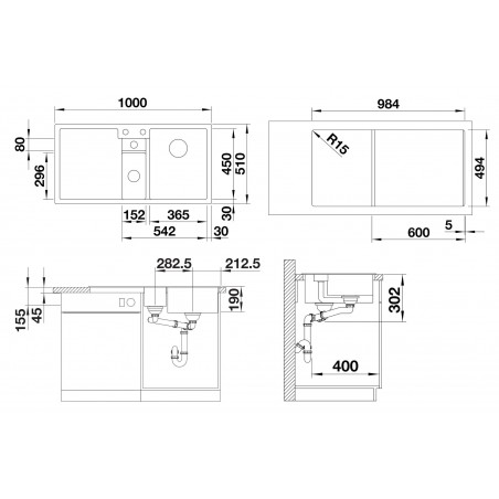 Kuchyňský dřez Blanco Collectis 6 S Tartufo, s excentrem a miskou