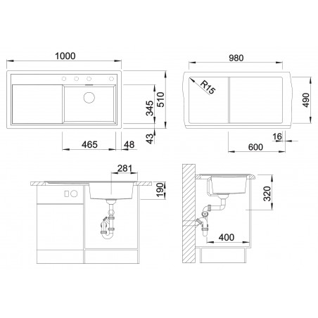 Kuchyňský dřez Blanco Zenar XL 6 S Černá, pravý, s excentrem