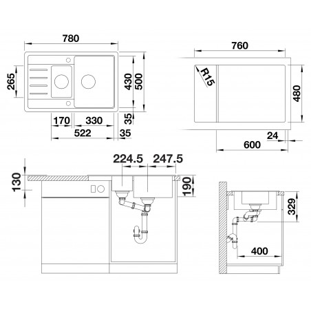 Kuchyňský dřez Blanco Legra 6 S Compact Aluminium