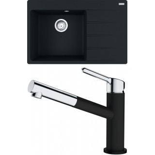 Set Franke G219MČ (dřez CNG 611-78 TL/2 Matná černá + baterie FC 3055.901 ORBIT Matná černá)