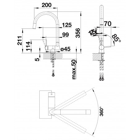 Kuchyňská baterie Blanco Coressa-F Chrom, páka vpravo