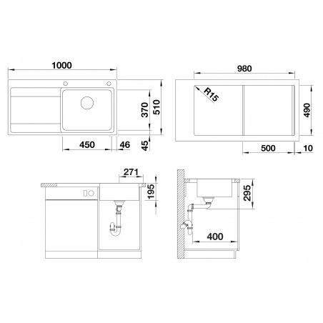 Kuchyňský dřez Blanco Divon II 5 S-IF, hedvábný lesk, levý