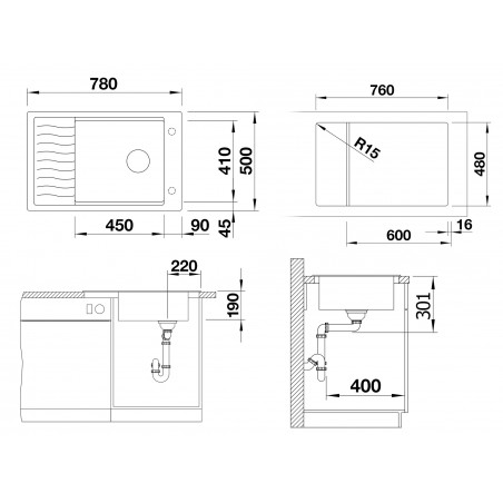 Kuchyňský dřez Blanco Elon XL 6 S Šedá skála, s odkapávací mřížkou a excentrem