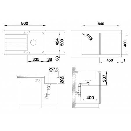 Kuchyňský dřez Blanco Lemis 45 S-IF Kartáčovaný, s excentrem