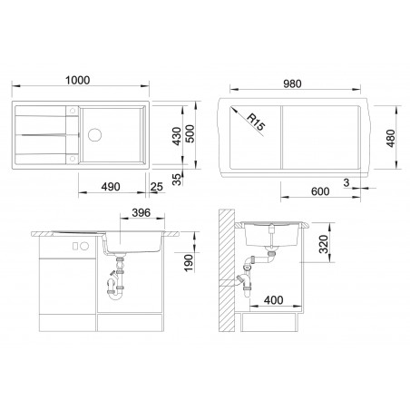 Kuchyňský dřez Blanco Metra XL 6 S Černá, s excentrem