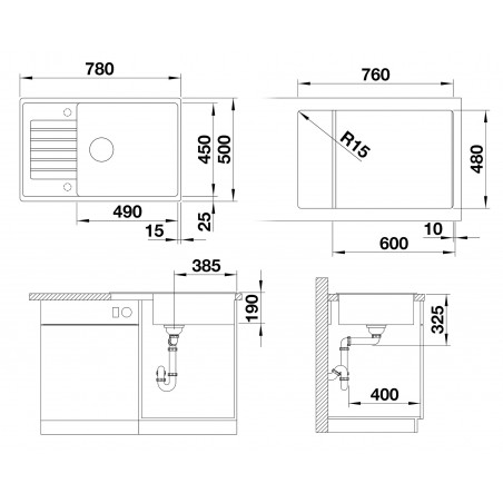 Kuchyňský dřez Blanco Zia XL 6 S Compact Aluminium, s excentrem Kuchyňský dřez Blanco Zia XL 6 S Compact Aluminium, s excentrem