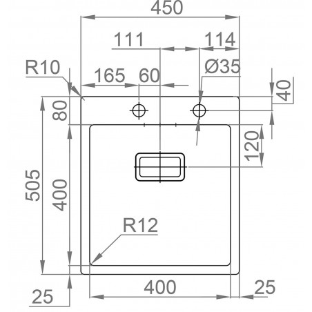 Kuchyňský dřez Sinks Boxer 450 RO 1,2 mm